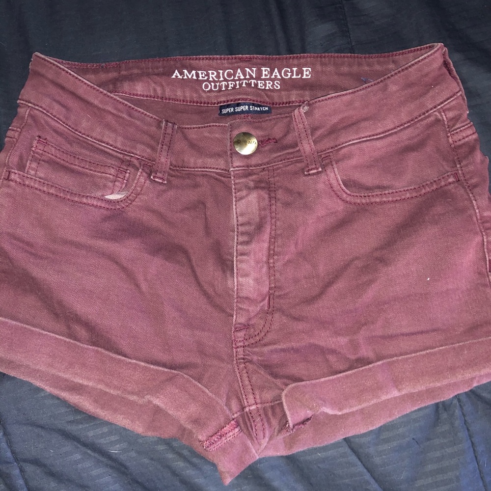 High Rise Shorty Burgundy Shorts American Eagle